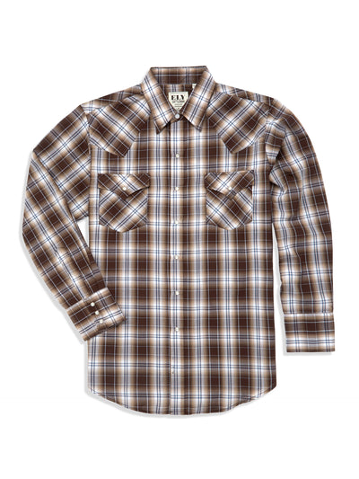 Men's Ely Cattleman Long Sleeve Western Snap Plaid Shirt