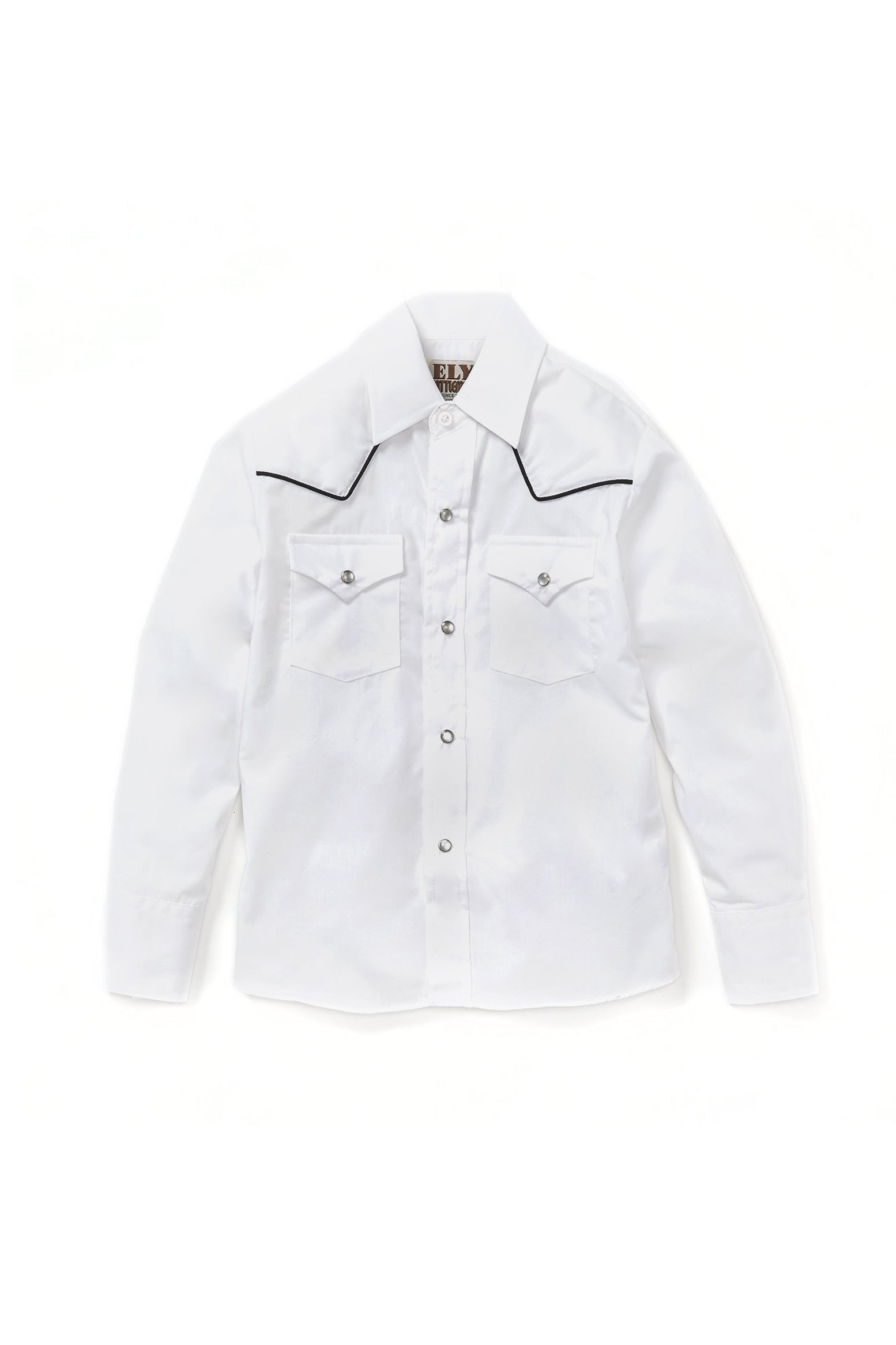 Boy's Long Sleeve Solid Western Shirt with Black Piping | Ely Cattleman