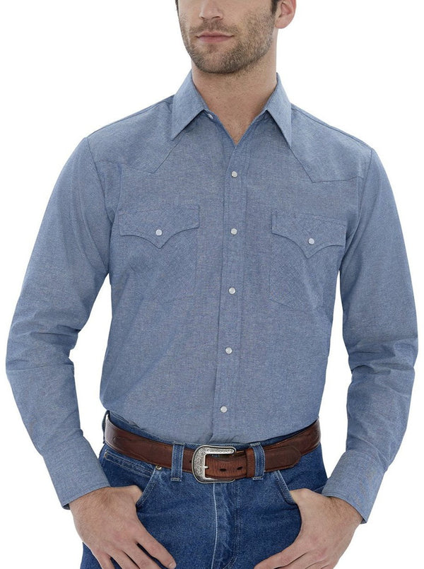 Men's Ely Cattleman Long Sleeve Chambray Western Snap Shirt