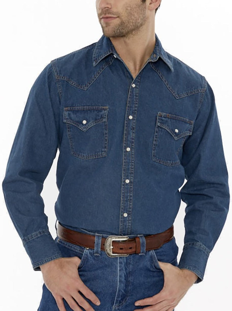 Ely Cattleman Men's Long Sleeve Denim Western Shirt Ely Cattleman Men's Long Sleeve Denim Western Shirt