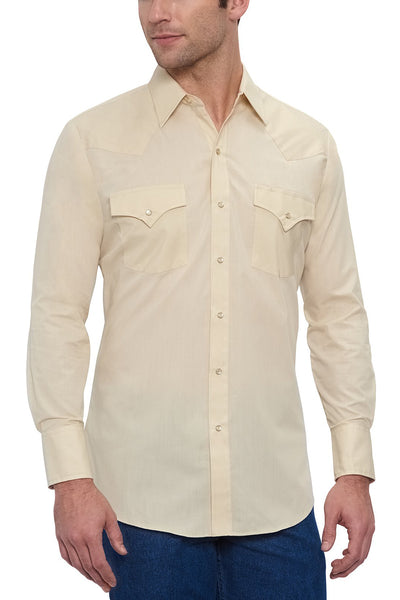 Men's Long Sleeve Solid Western Shirt in Ecru | Ely Cattleman