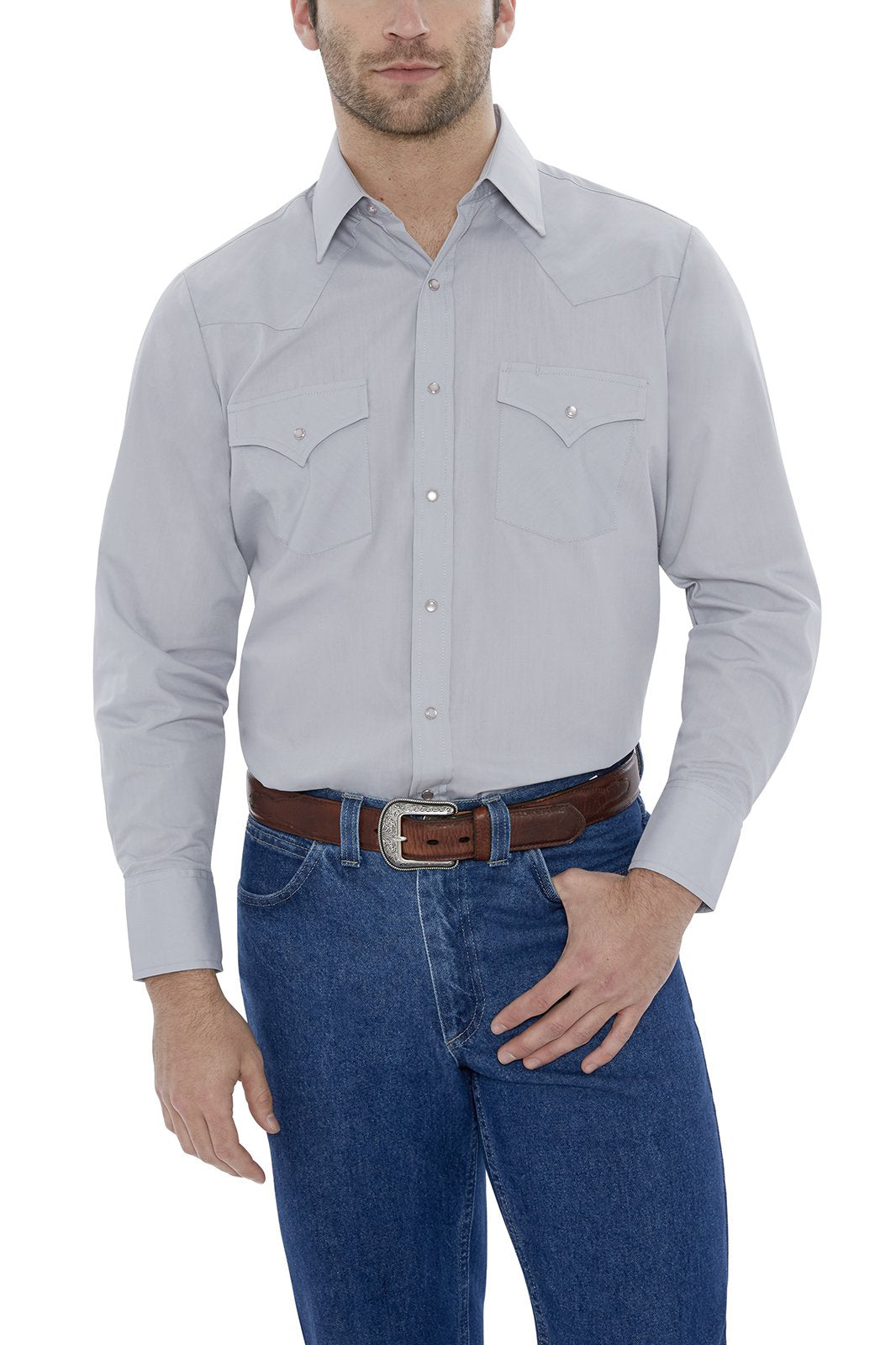 gray western shirt