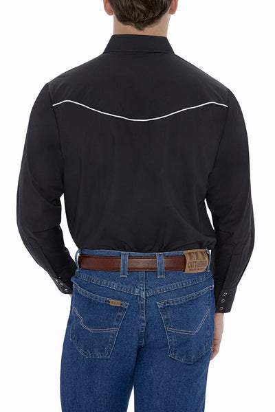 Men's Long Sleeve Western Shirt with Eagle Embroidery in Black | Ely Cattleman