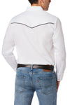 Men's Long Sleeve Western Shirt with Contrast Piping in White | Ely Cattleman