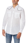 Men's Long Sleeve Western Shirt with Contrast Piping in White | Ely Cattleman