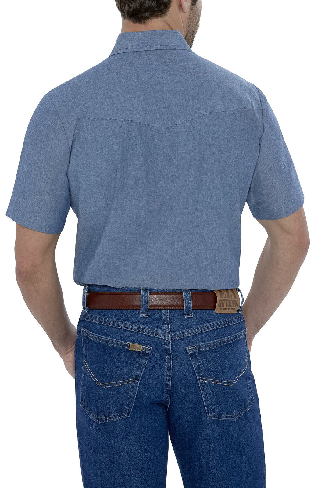 Gil Relaxed Short Sleeve Shirt in Blue Chambray