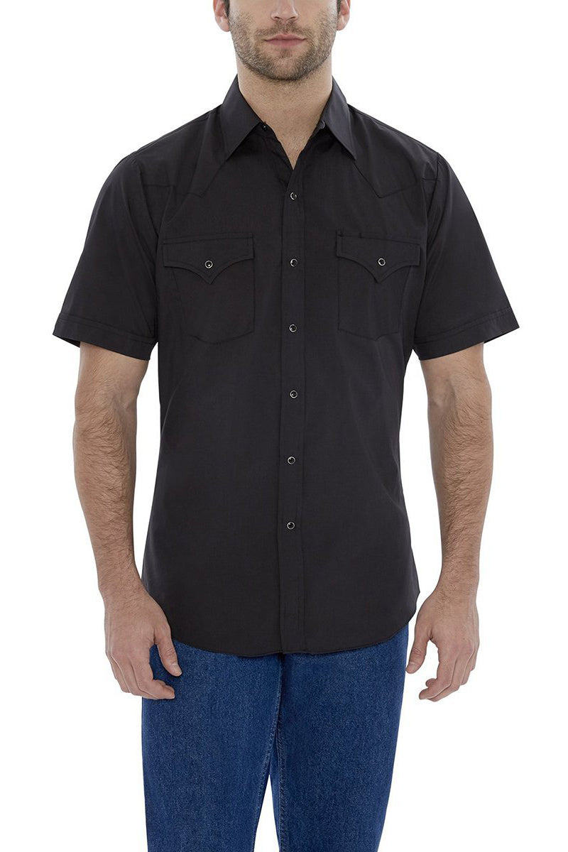 Men's Ely Cattleman Short Sleeve Solid Western Snap Shirt