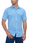 Men's Short Sleeve Solid Western Shirt in Light Blue | Ely Cattleman