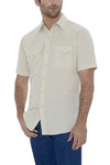 Men's Short Sleeve Solid Western Shirt in Ecru | Ely Cattleman