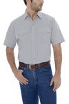 Men's Short Sleeve Solid Western Shirt in Light Gray | Ely Cattleman
