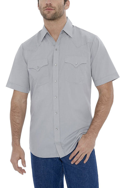 Men's Short Sleeve Solid Western Shirt in Light Gray | Ely Cattleman