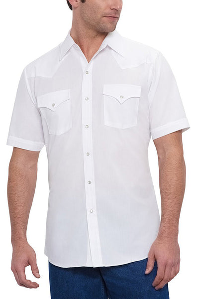 Men's Short Sleeve Solid Western Shirt in White | Ely Cattleman