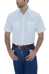 Men's Short Sleeve Tone on Tone Western Shirt in Tonal Blue | Ely Cattleman
