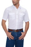 Men's Short Sleeve Tone on Tone Western Shirt in White | Ely Cattleman